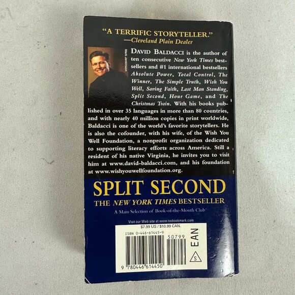 Split Second By David Baldacci 2003 Paperback First Edition Warner Books - Picture 2 of 3